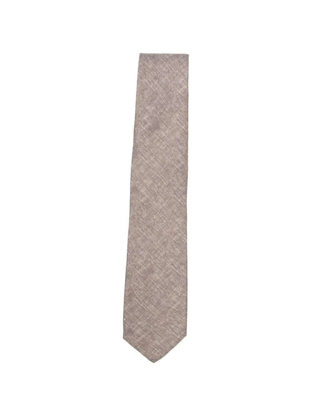 CORNELIANI Cravatta in seta e lino beige gessata 