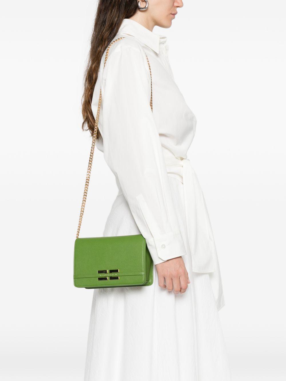 ELISABETTA FRANCHI Borsa a tracolla verde aloe con logo oro 