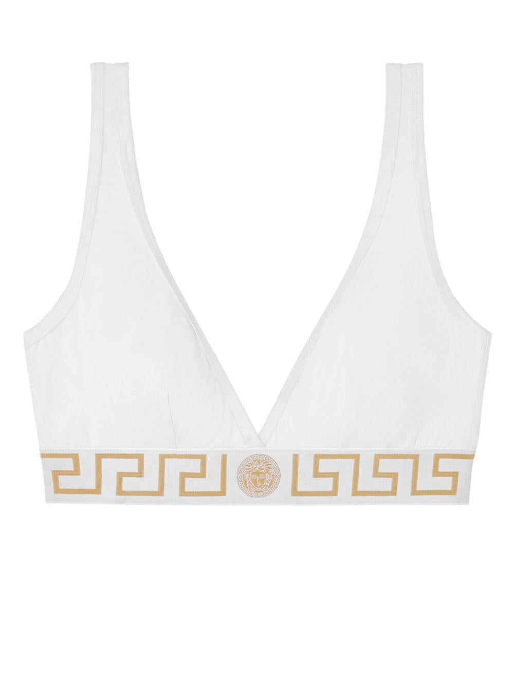 VERSACE Reggiseno in cotone bianco con stampa Barocca 
