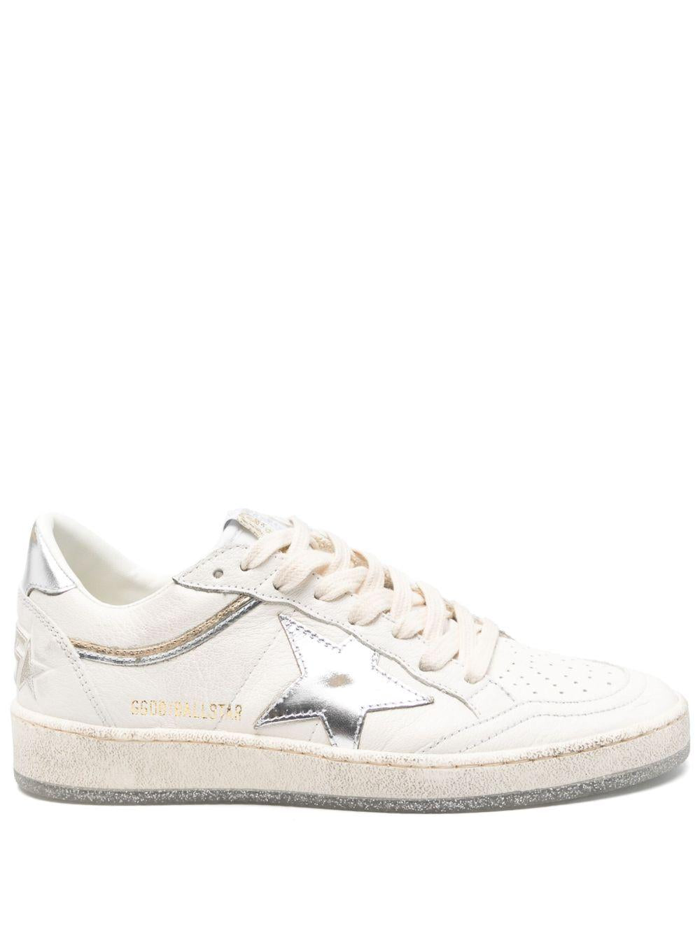 GOLDEN GOOSE Sneakers 'Ball Star' bianche e argento 