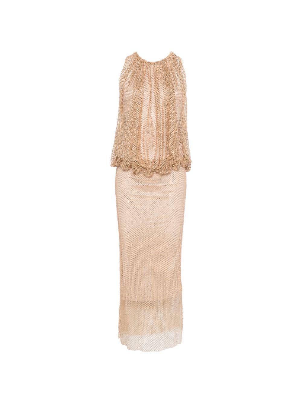 SPORTMAX Abito midi caramello con cristalli 