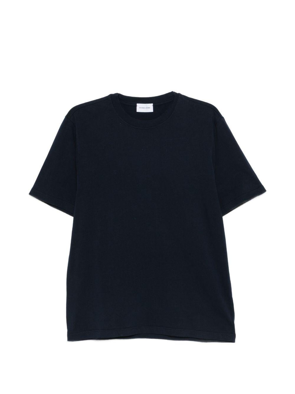 SCAGLIONE T-shirt in cotone blu navy a maniche corte 