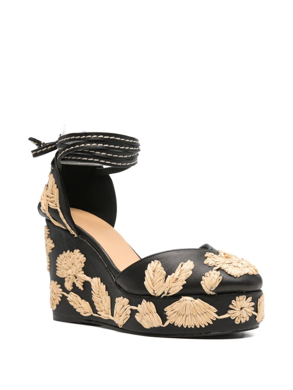 CASTANER Zeppe nere con ricamo floreale 