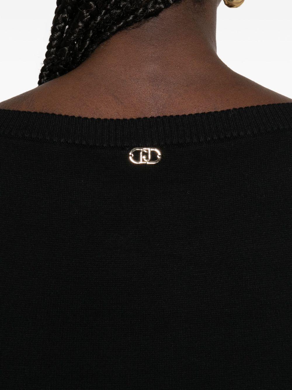 LIUJO Abito corto nero con scollo a barca 