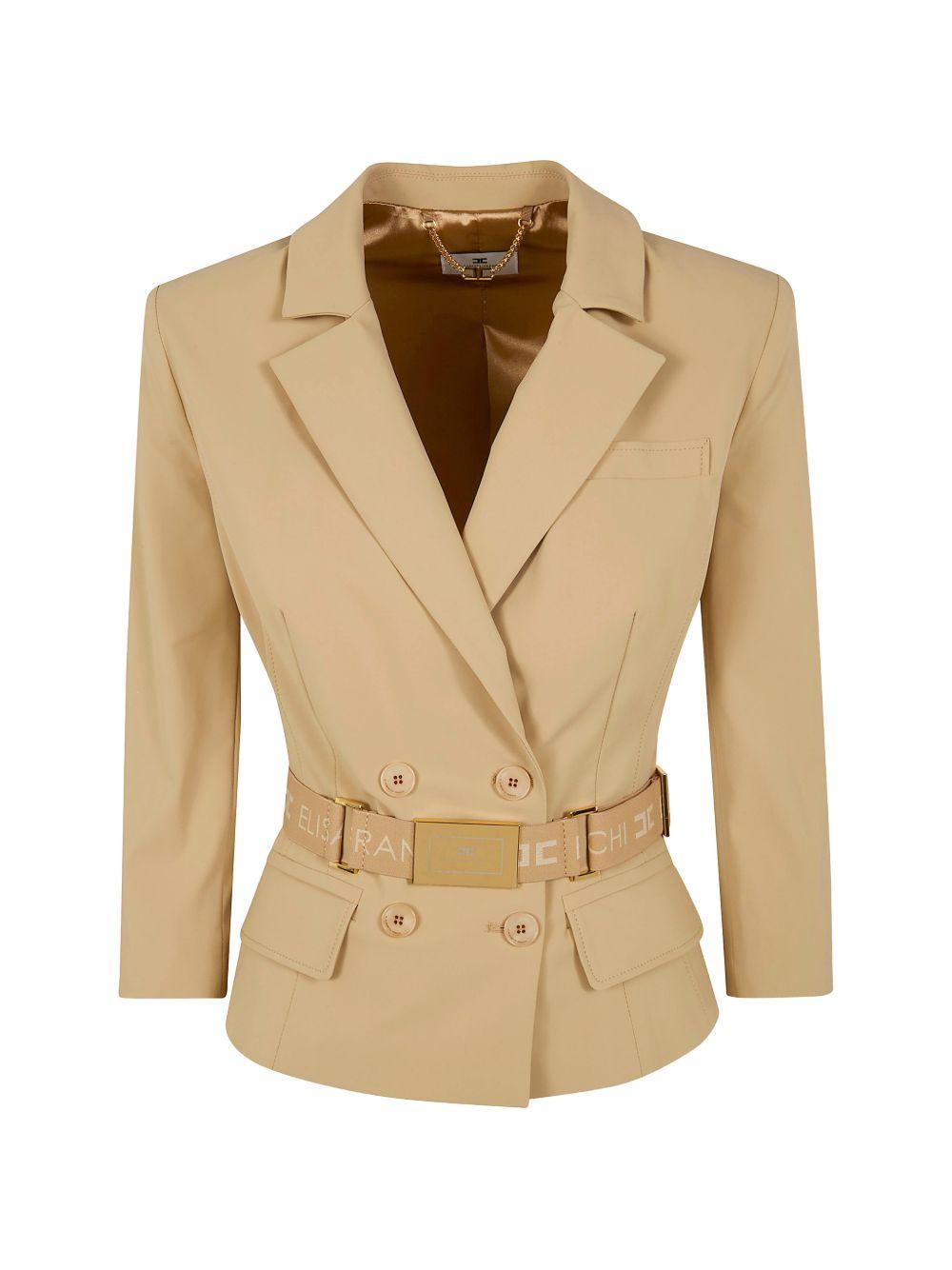 ELISABETTA FRANCHI Giacca blazer con cintura in vita e maniche 3/4 