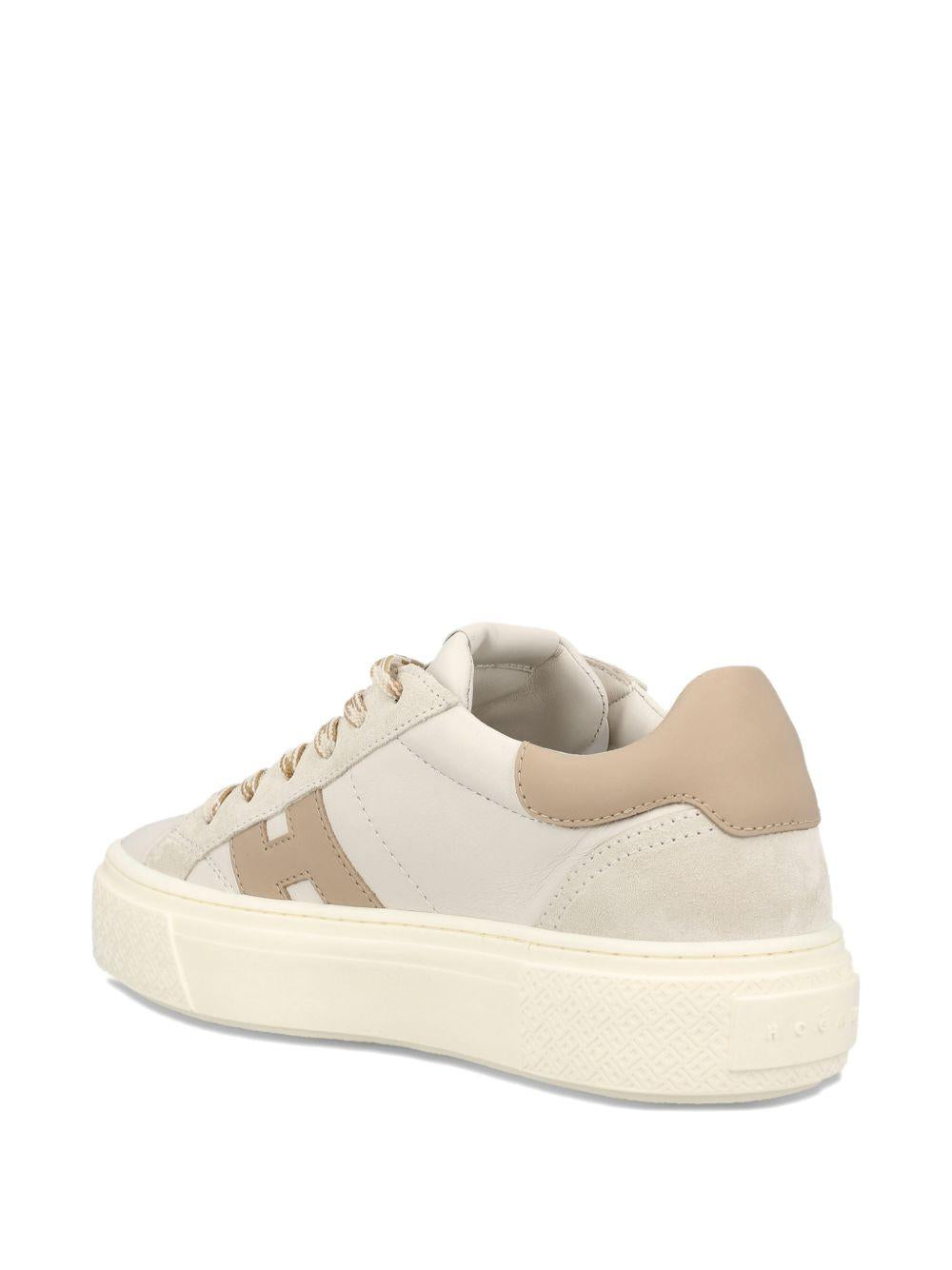 HOGAN Sneakers Crosswind in pelle beige e marrone 
