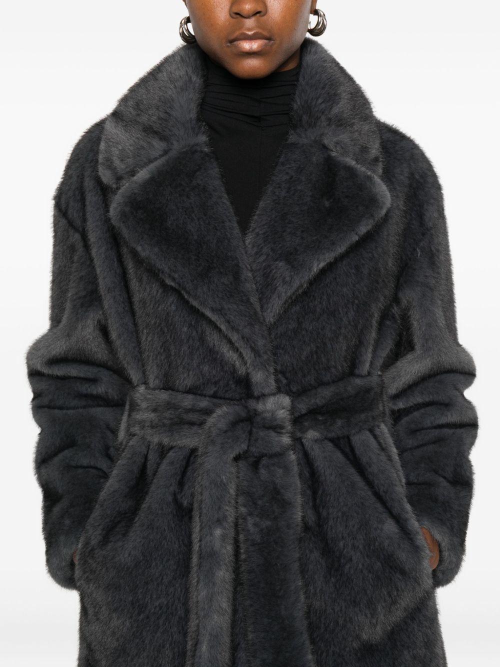 HERNO Cappotto grigio in ecopelliccia 