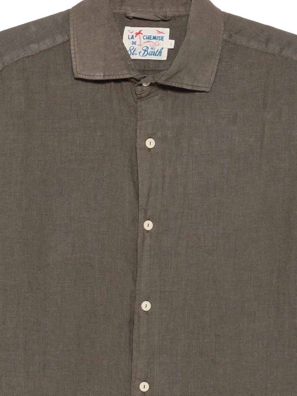 MC2 SAINT BARTH Camicia in lino verde scuro 