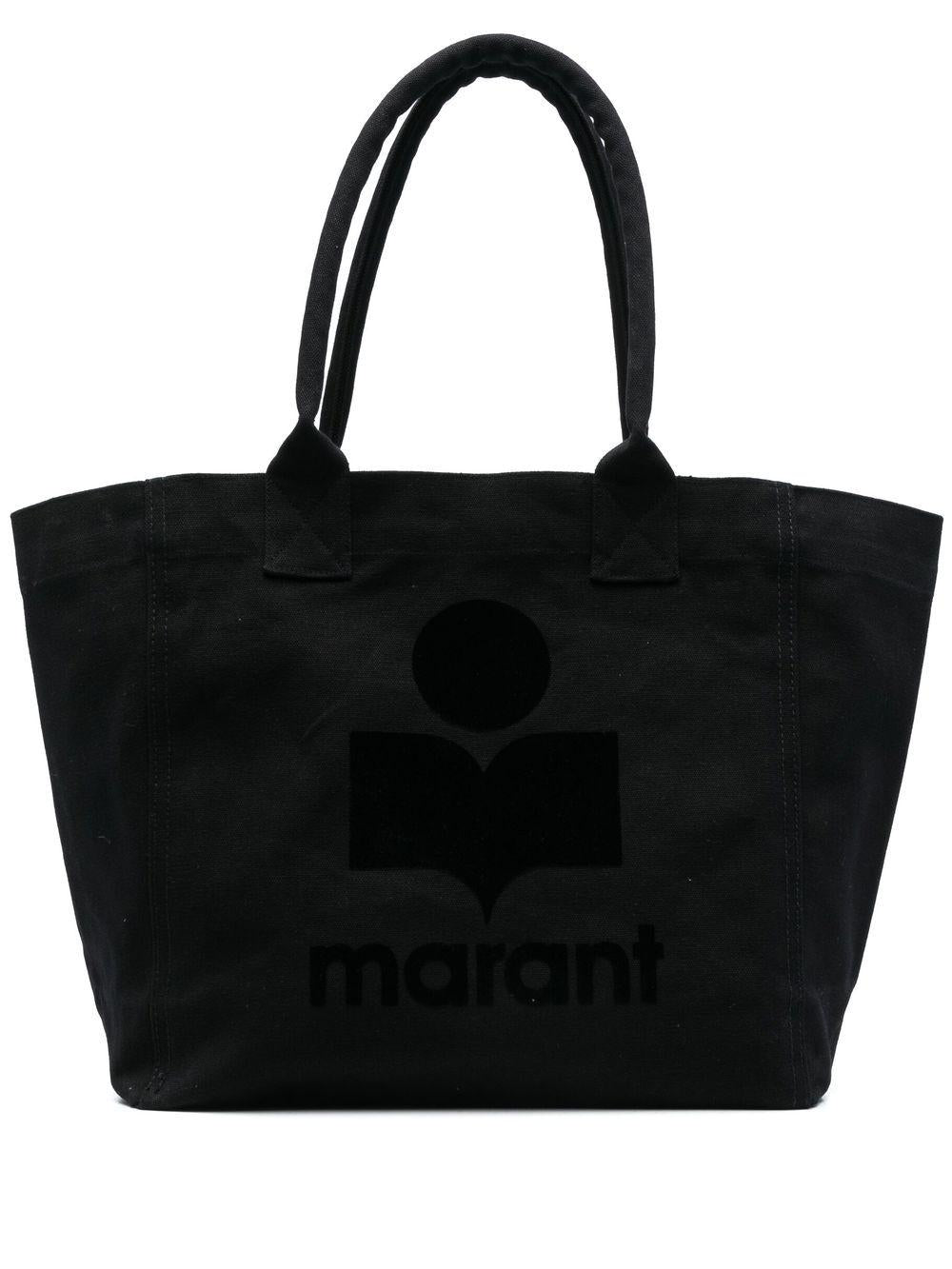 ISABEL MARANT Borsa tote in cotone piccola 'Yenky' nera con logo 