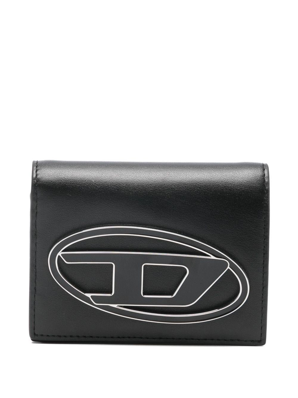 DIESEL Portafoglio in pelle nera con logo 