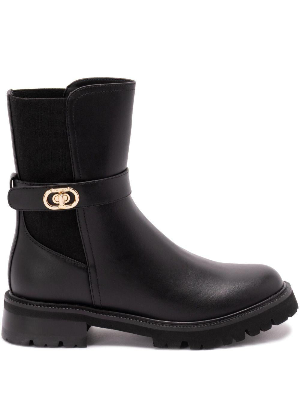 TWINSET Stivaletti neri con cinturino alla caviglia 