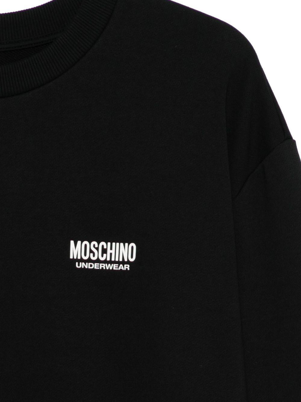 MOSCHINO UNDERWEAR Felpa nera con logo tipo bianco 