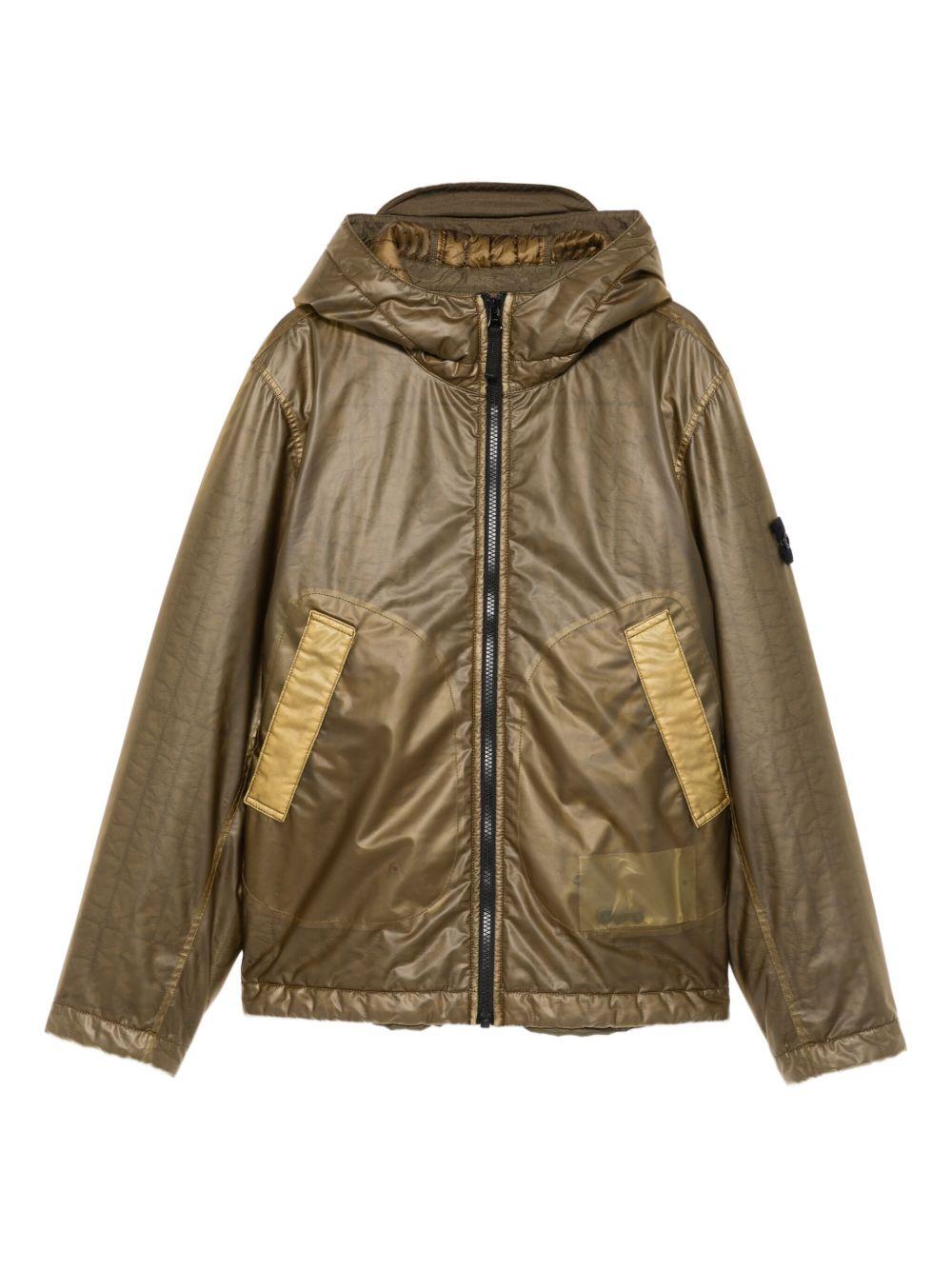 STONE ISLAND Giacca verde militare con cappuccio 