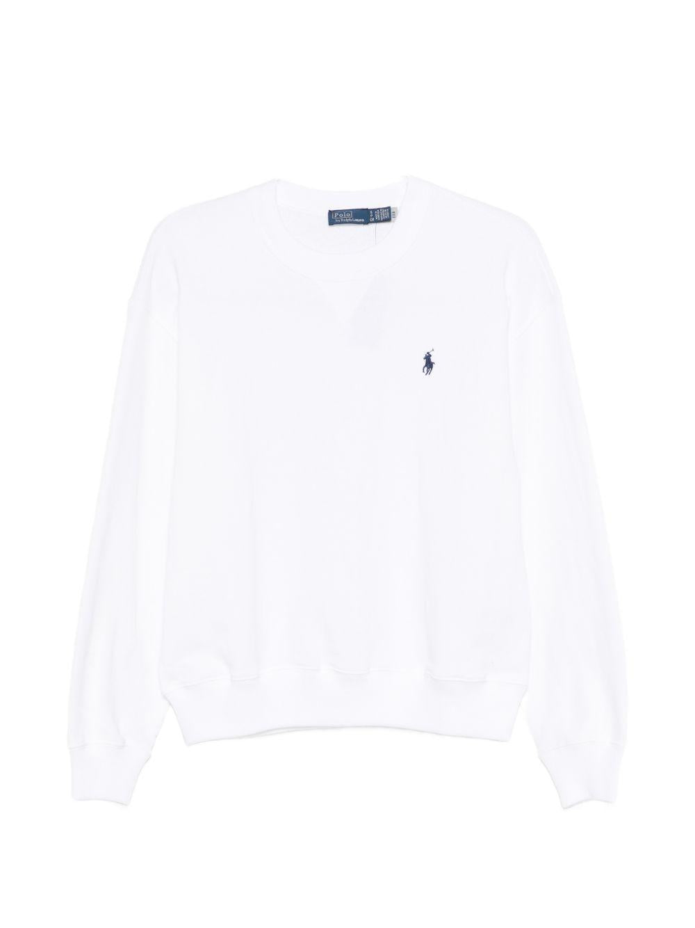 POLO RALPH LAUREN Felpa girocollo bianca con logo 