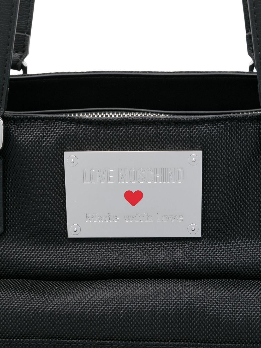 LOVE MOSCHINO Borsa shopping nera con logo 