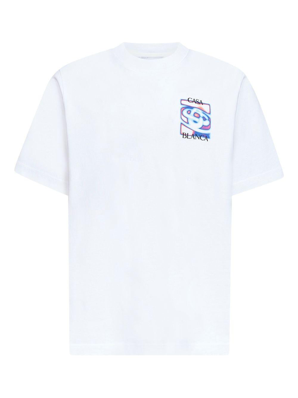 CASABLANCA T-shirt con stampa logo in cotone bianco 
