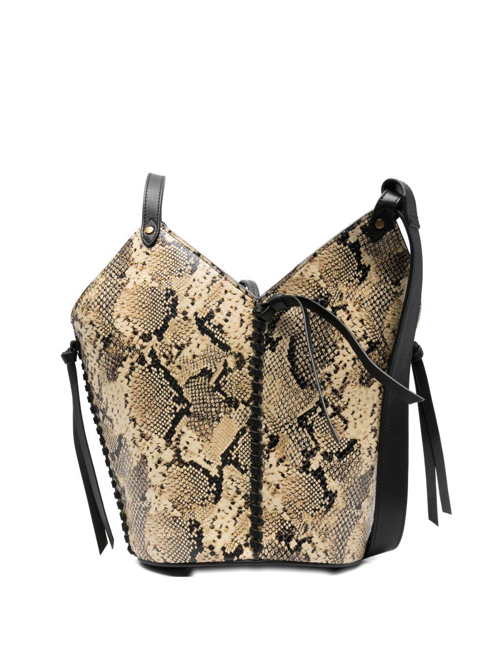 ISABEL MARANT Borsa a secchiello effetto pelle di serpente 