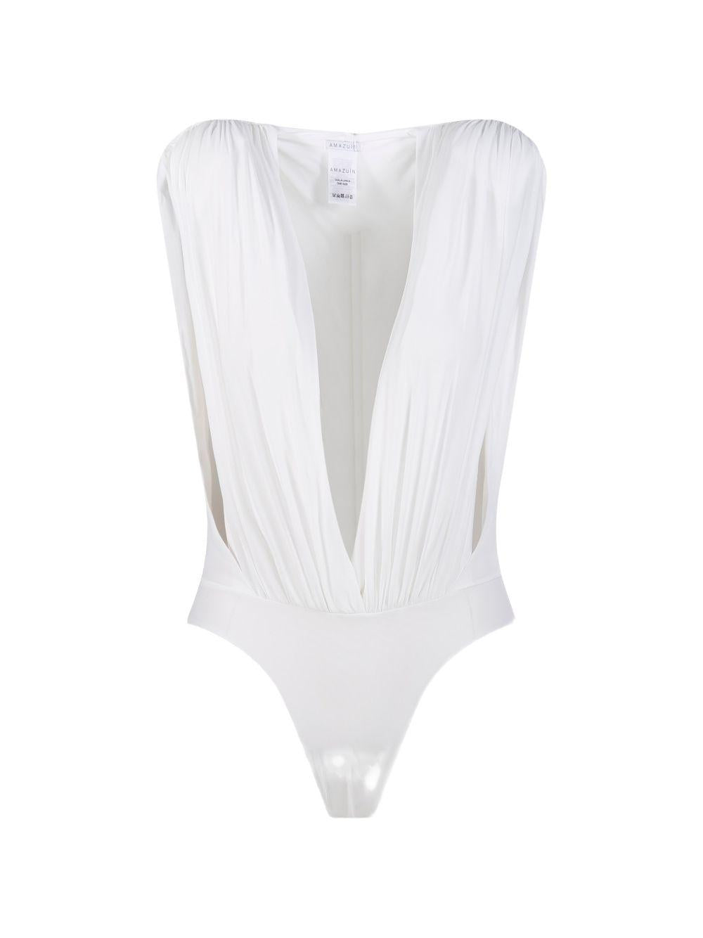 AMAZUIN Body Nikita off white con scollo profondo a V 
