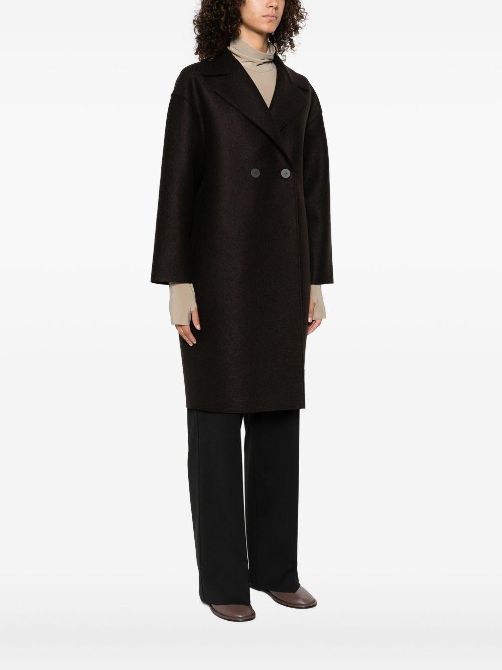 HARRIS WHARF LONDON Cappotto doppiopetto in lana marrone 