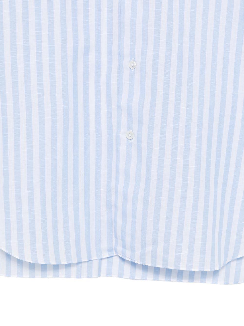 BARBA Camicia di Barba in cotone azzurro chiaro con righe verticali 