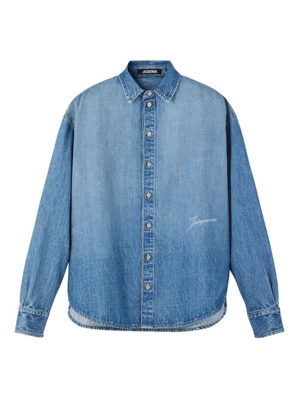 JACQUEMUS Camicia De-Nimes Simon in denim con logo 