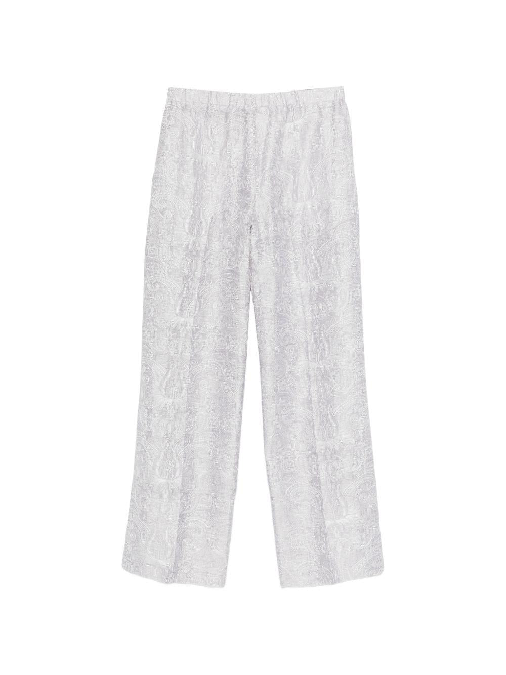 SEVENTY Pantaloni in lino e seta celeste con stampa 