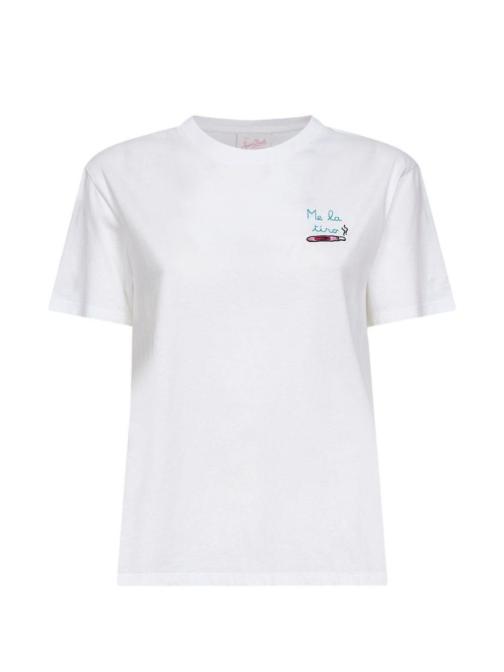 MC2 SAINT BARTH T-shirt Emilie di cotone bianco con ricamo 