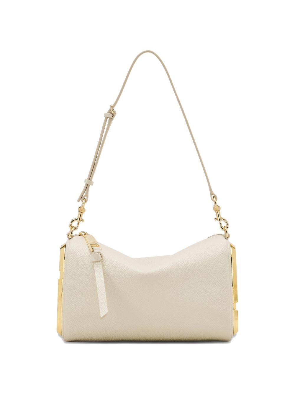 MARC JACOBS Borsa a spalla in pelle bianco sporco con logo dorato laterale 