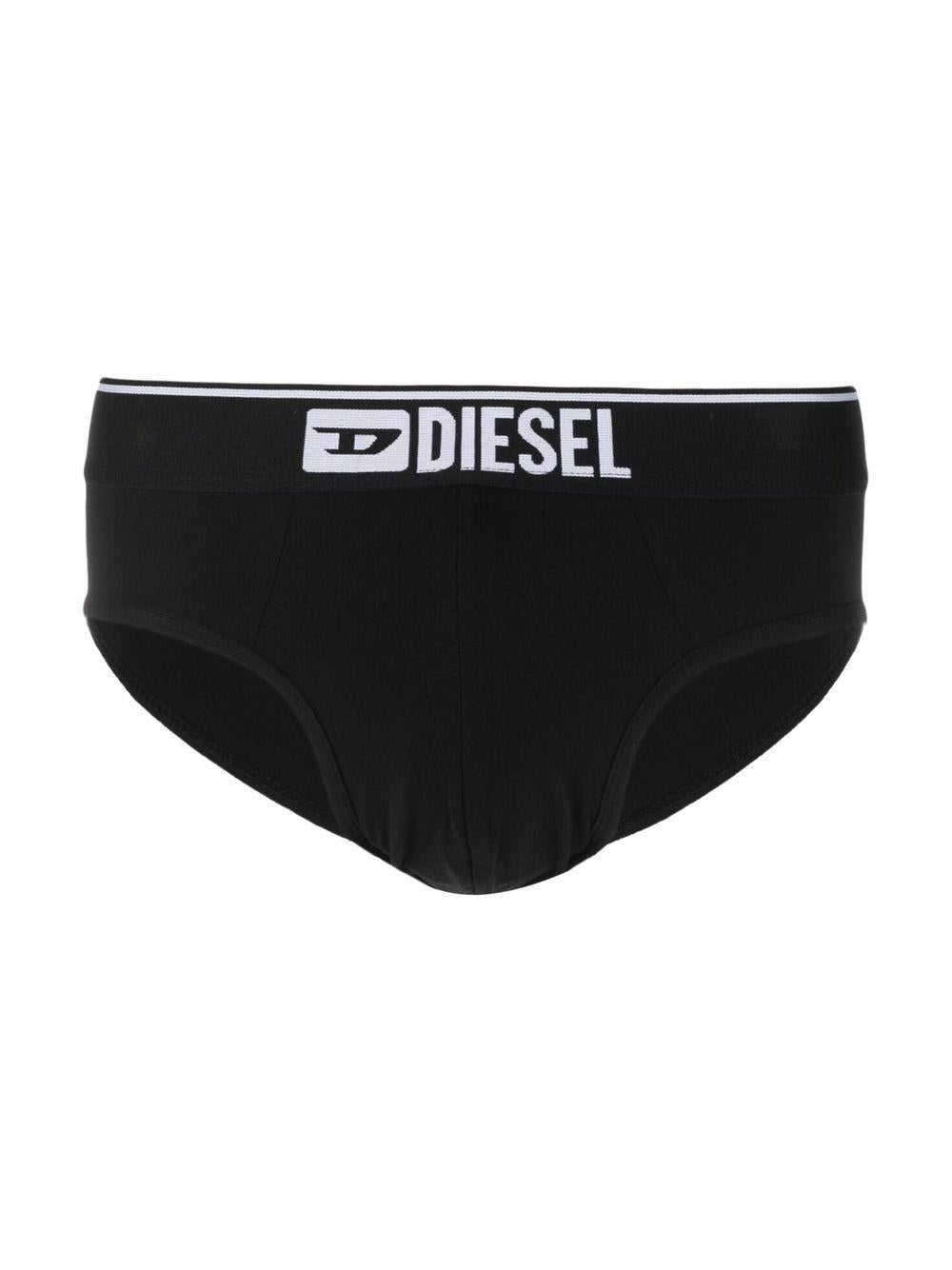 DIESEL Set da 3 slip neri in cotone con logo 