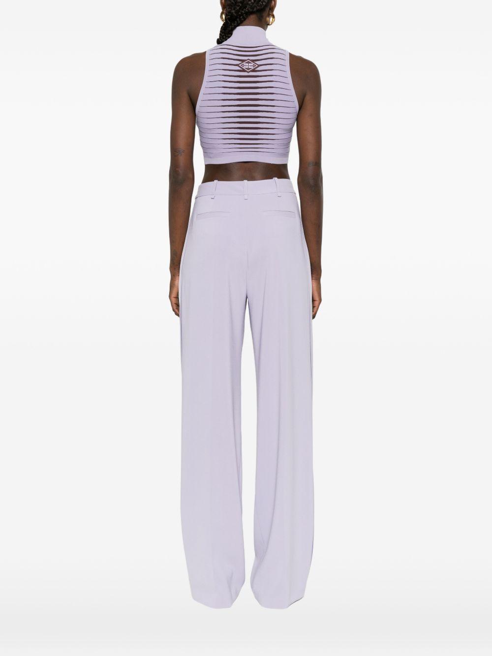 ELISABETTA FRANCHI Top a righe viola a collo alto 