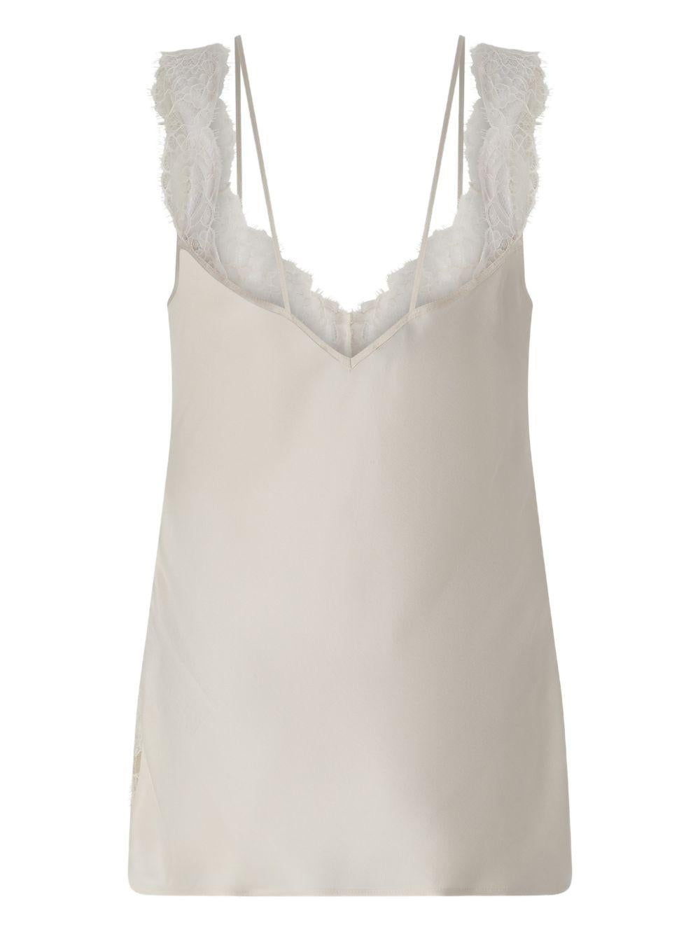 PINKO Top Lydia rosa con pizzo 