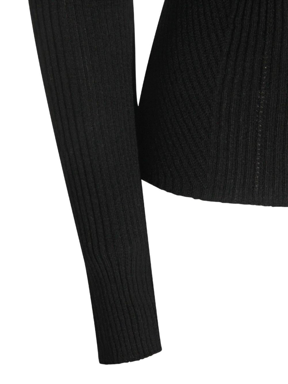 TWINSET Maglia a collo alto a costine nera 