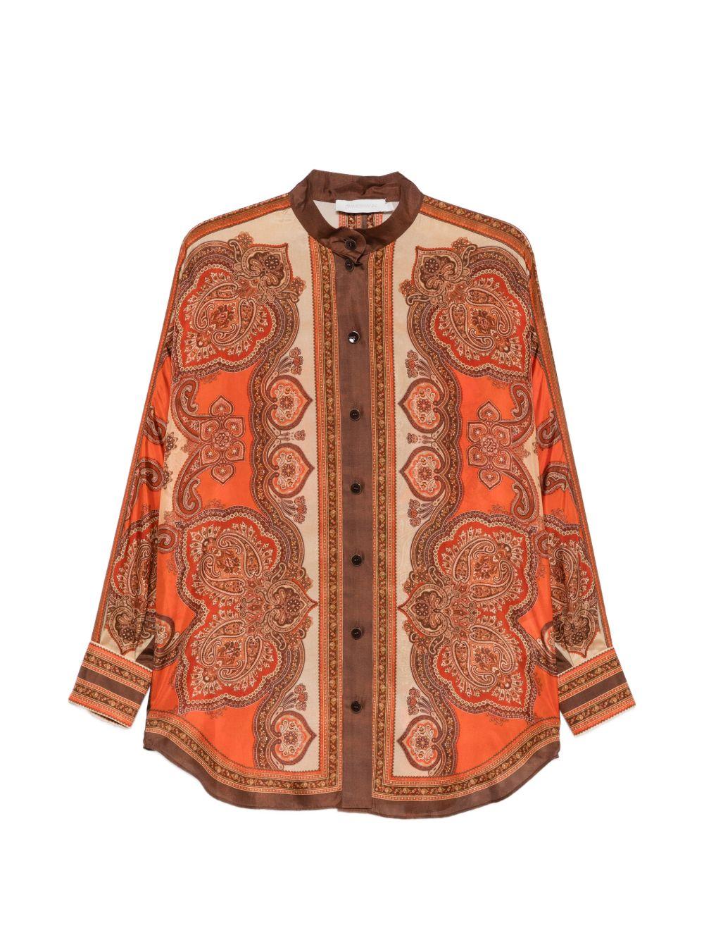 ZIMMERMANN Camicia Mahon Dolman in seta con stampa Paisley mandarino 