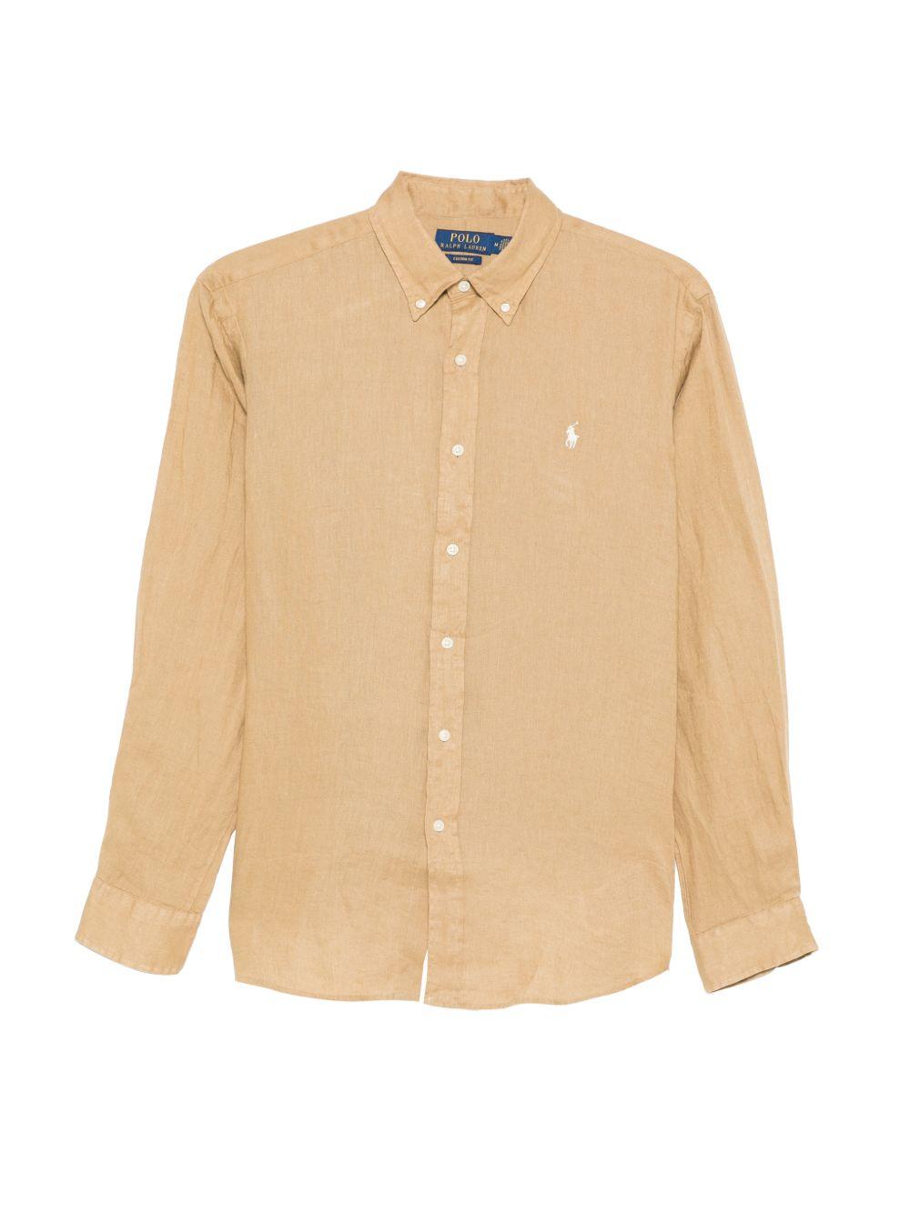 POLO RALPH LAUREN Camicia arancione con logo ricamato sul petto 