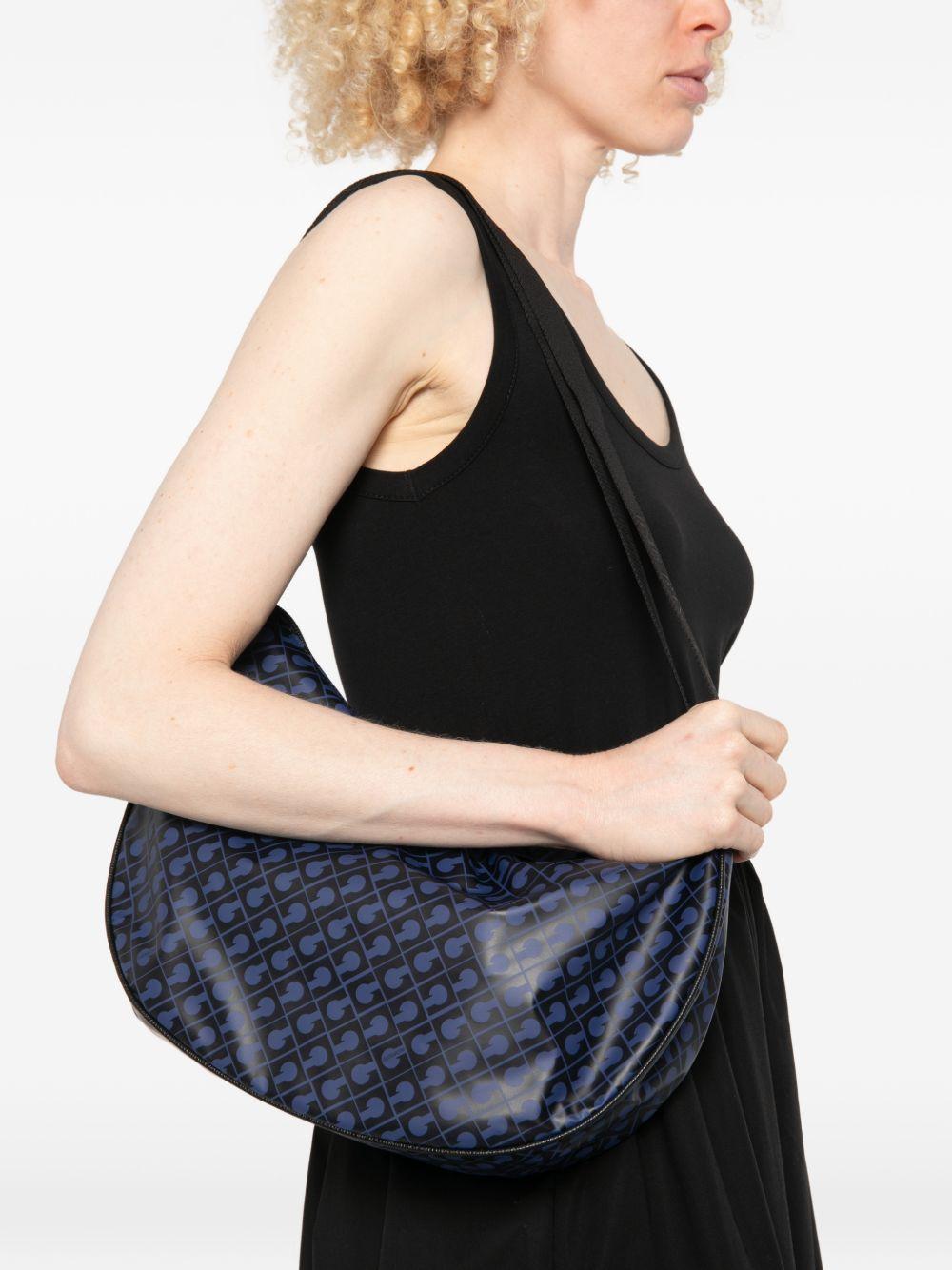 GHERARDINI Borsa Softy Odissey con logo all-over blu scuro 