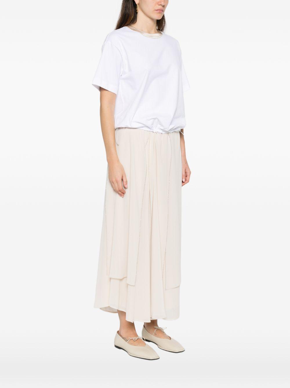 PESERICO T-shirt bianca con girocollo in raso dorato 