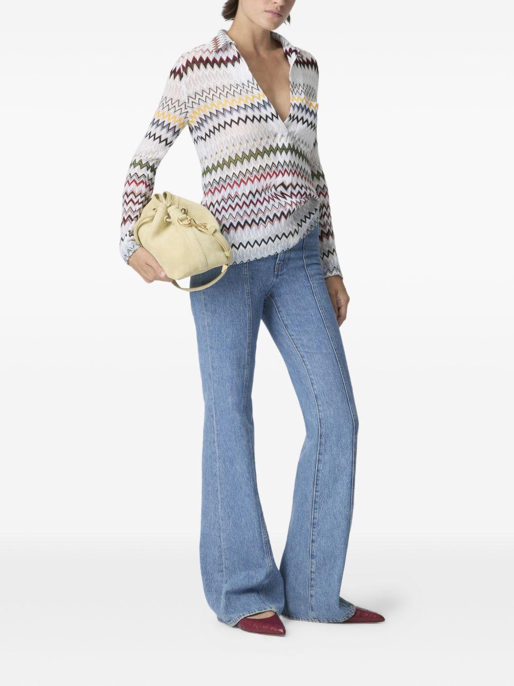 MISSONI T-shirt a maniche lunghe bianca e multicolore 