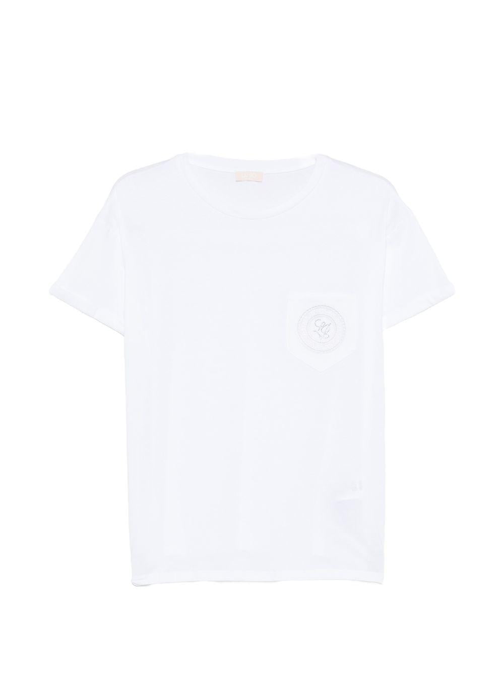 LIUJO T-shirt con logo sul petto bianca 