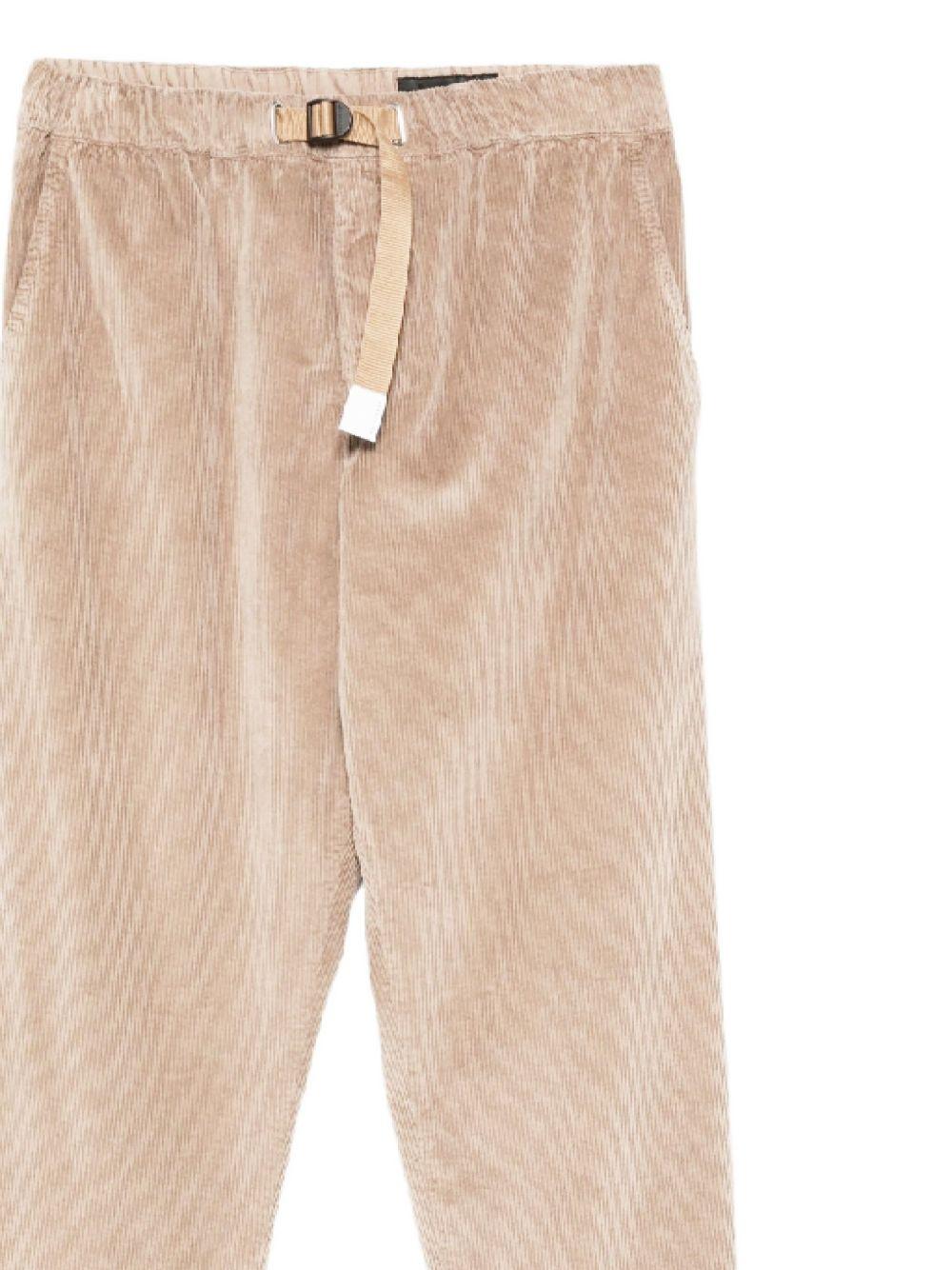 WHITE SAND Pantaloni in velluto beige con cintura 
