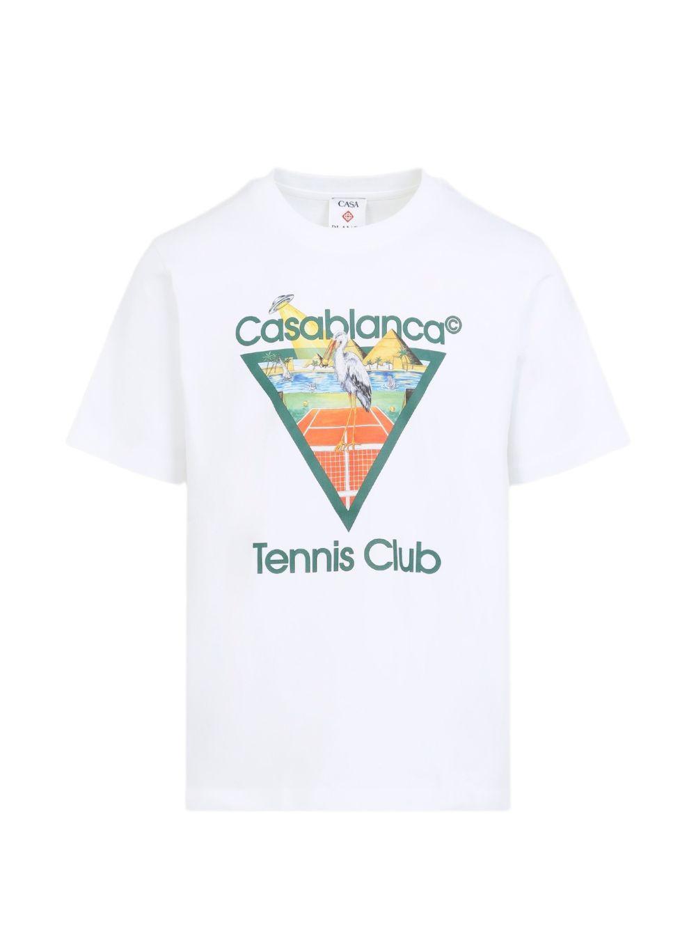 CASABLANCA T-shirt Tennis Club in cotone bianco 