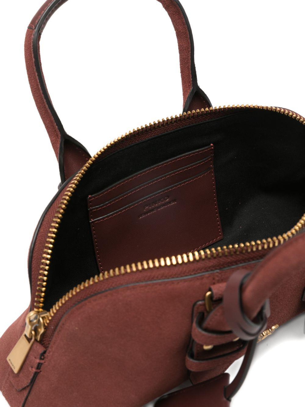 PINKO Borsa a mano Bowling bag in pelle scamosciata bordeaux 
