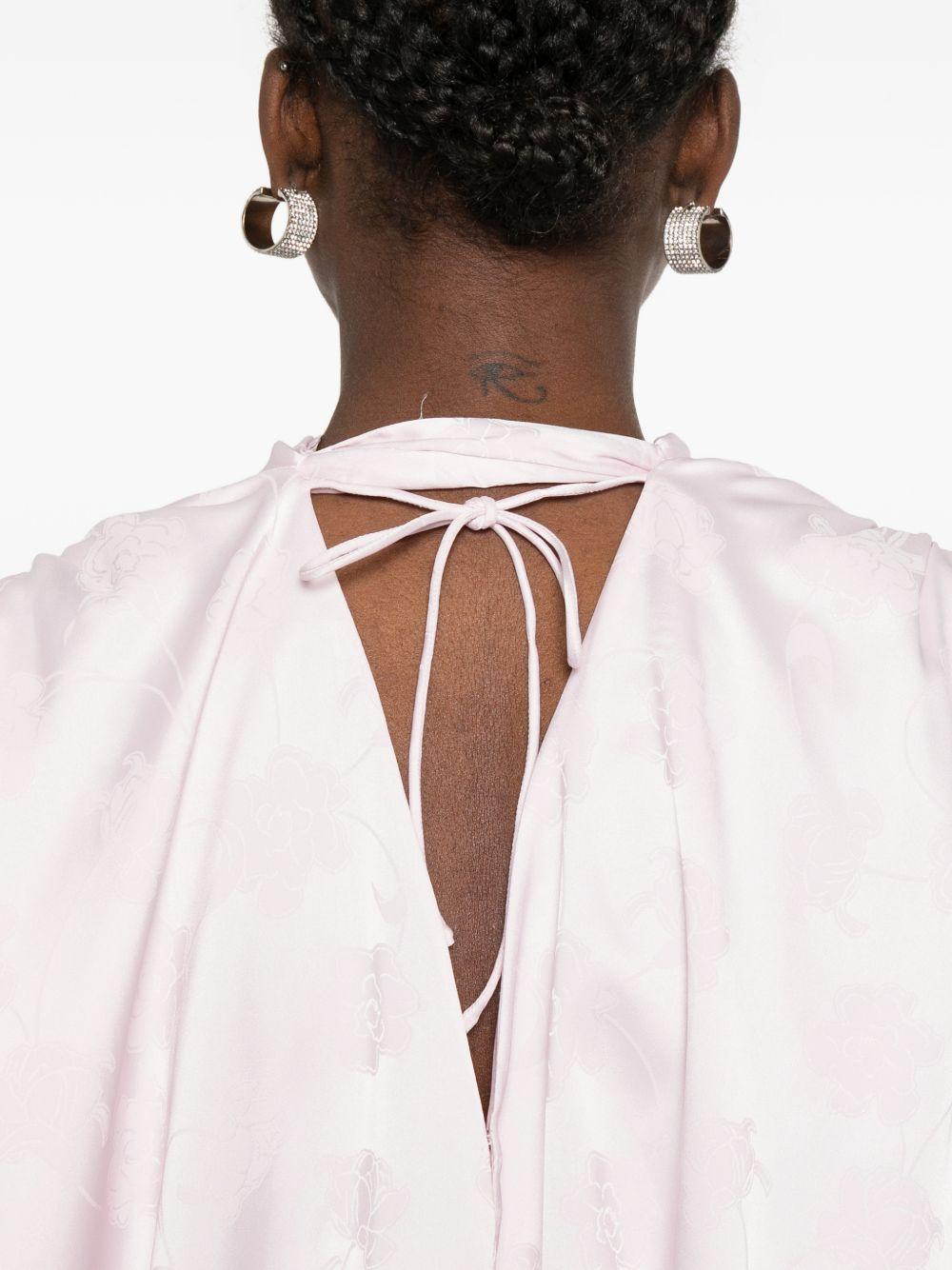 ROTATE Abito rosa cipria con fiocco al collo 