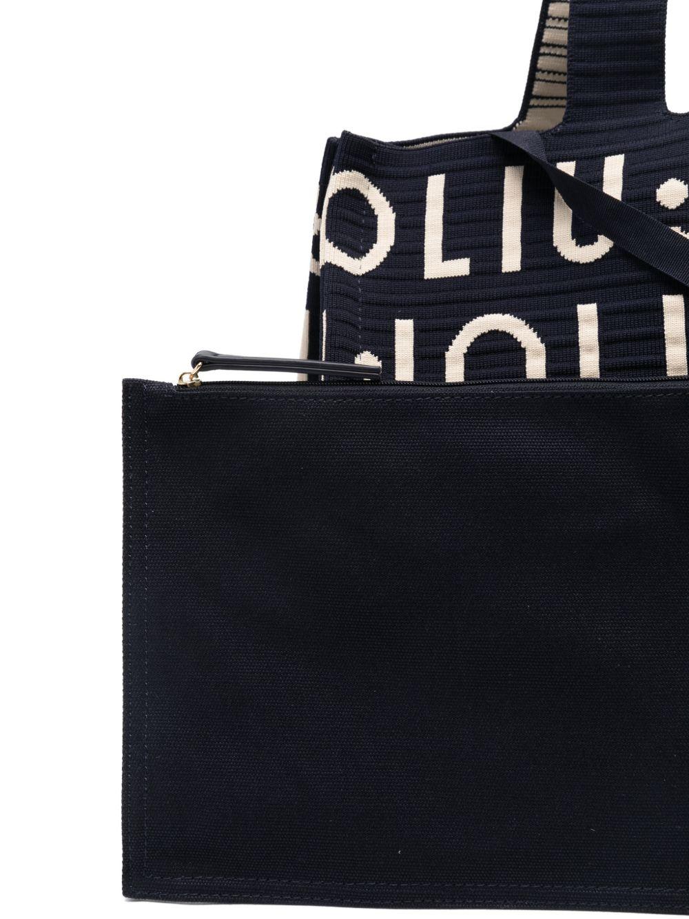 LIUJO Borsa tote blu con logo 