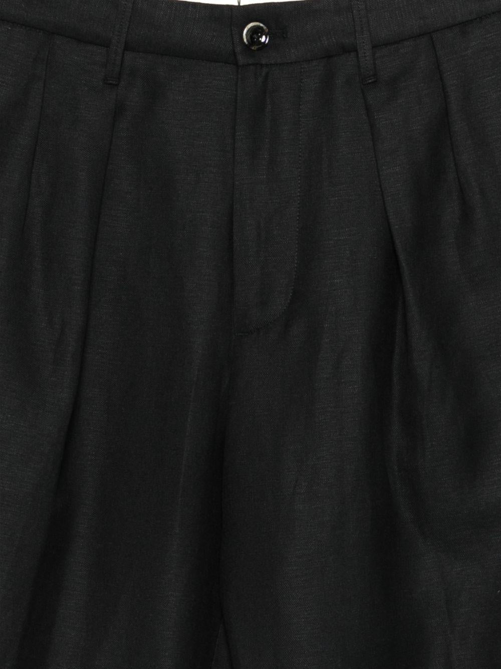 NINE IN THE MORNING Pantaloni Kay in lana misto lino neri 