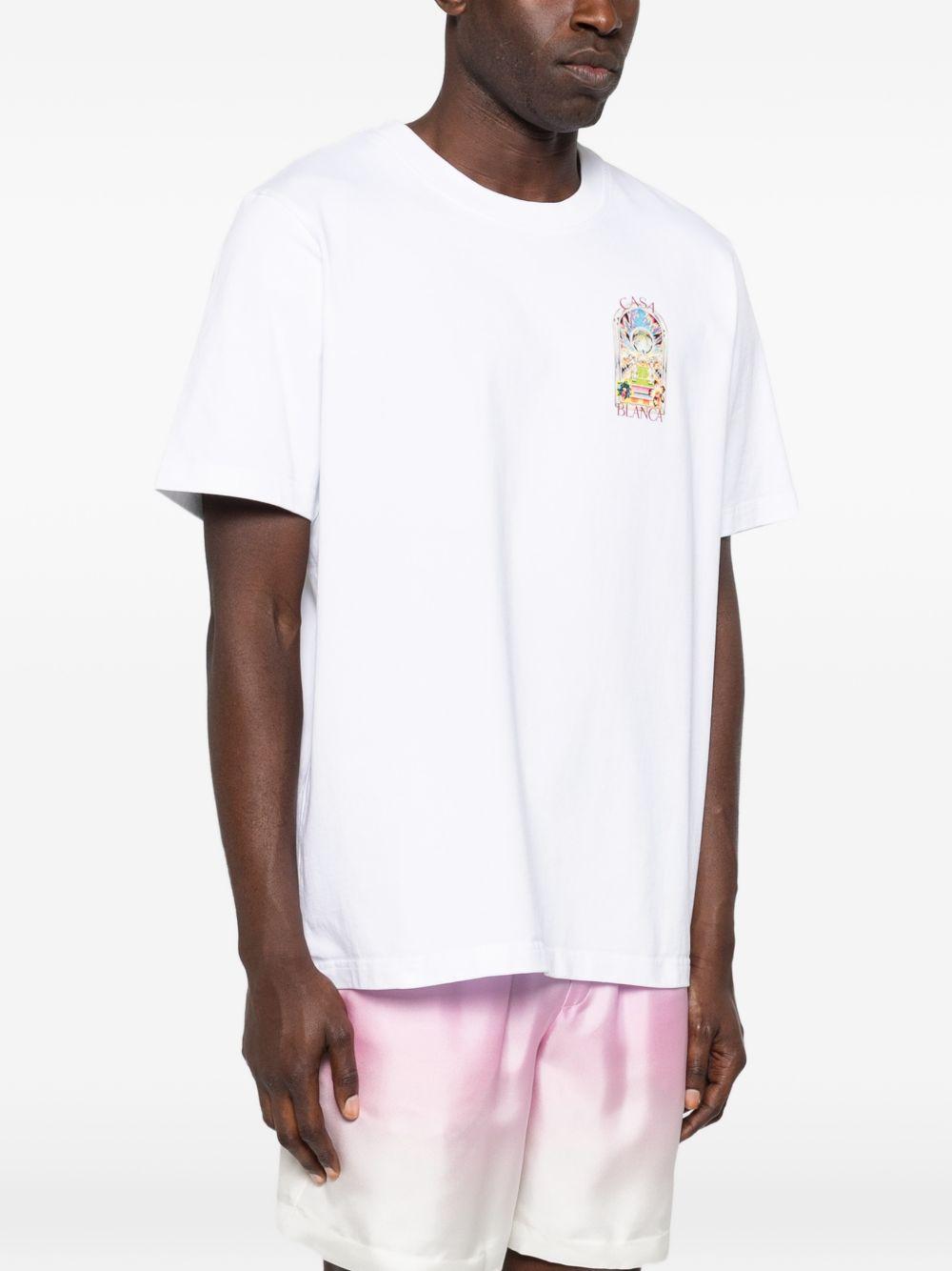 CASABLANCA T-shirt con logo stampato in cotone bianco 