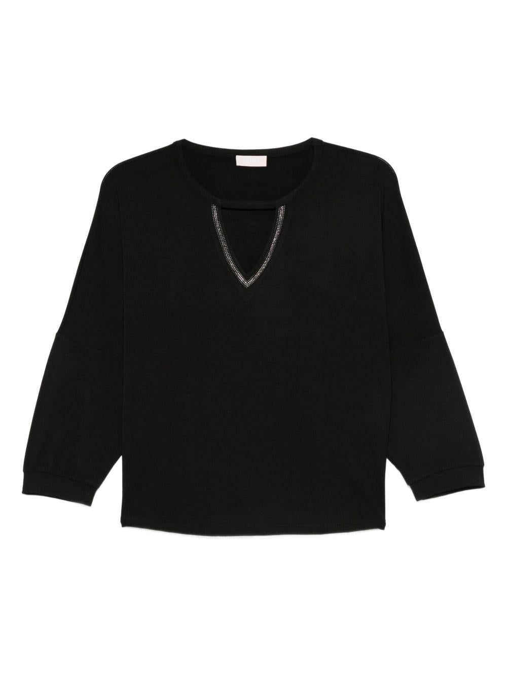 LIUJO Blusa nera con scollo a V 