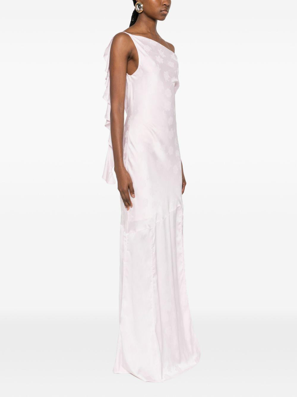 ROTATE Abito rosa lungo con drappeggi 