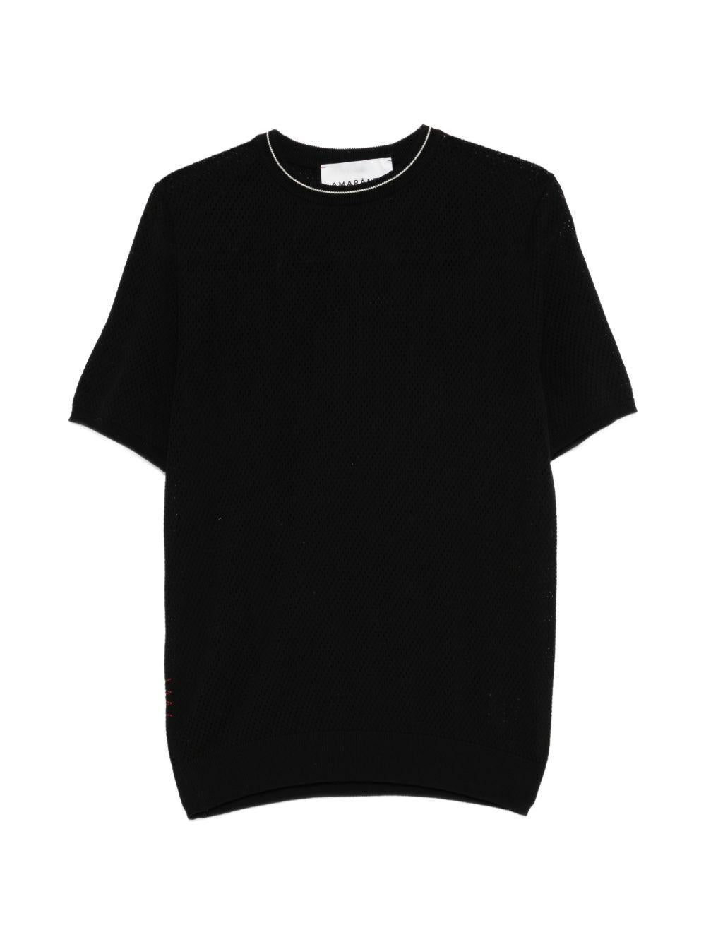AMARANTO Maglia girocollo a maniche corte con effetto traforato 