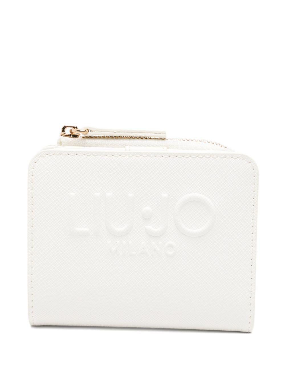 LIUJO Portacarte in ecopelle chiuso con zip e logo impresso 