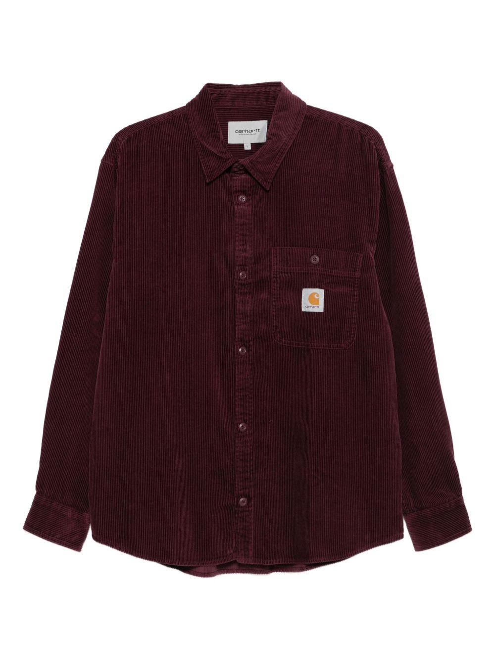 CARHARTT WIP Camicia bordeaux in cotone a coste 